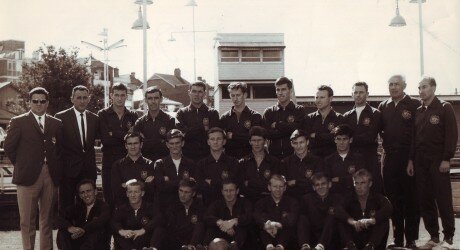 The Australian men's team preparing for its first World Cup tilt in 1965